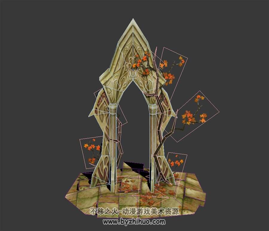 秋日庭院门 3D模型 四角面 百度网盘下载