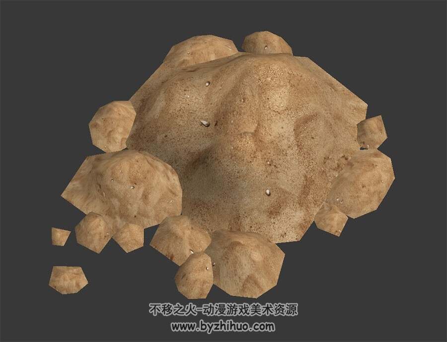 砂石堆 3D模型 四角面 百度网盘下载