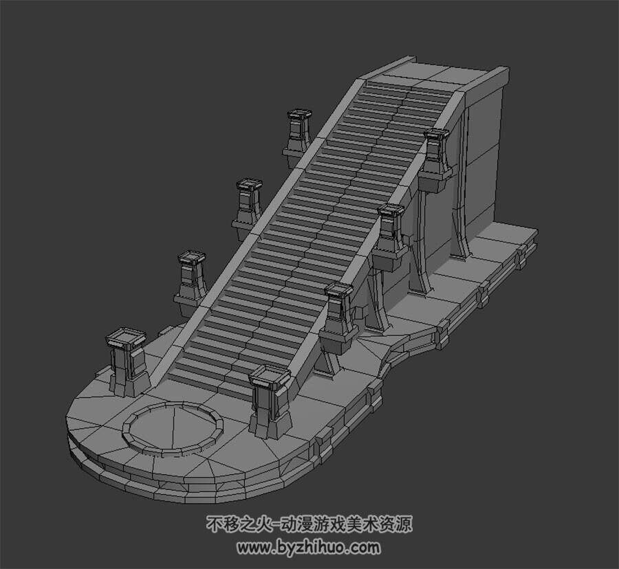宫殿阶梯 3D模型 四角面 百度网盘下载