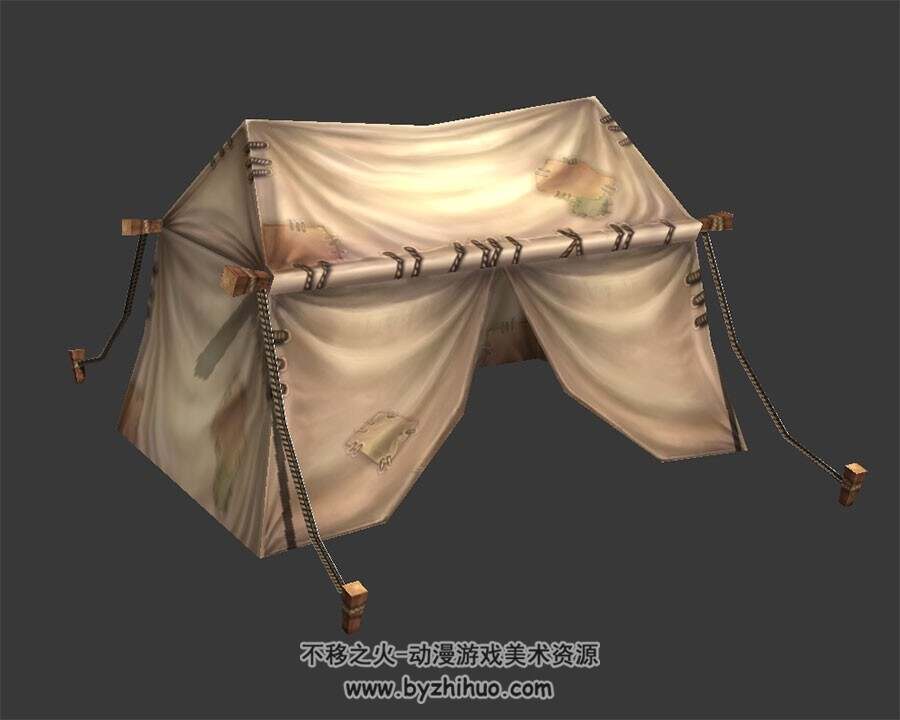 打补丁的帐篷 3D模型 四角面 百度网盘下载