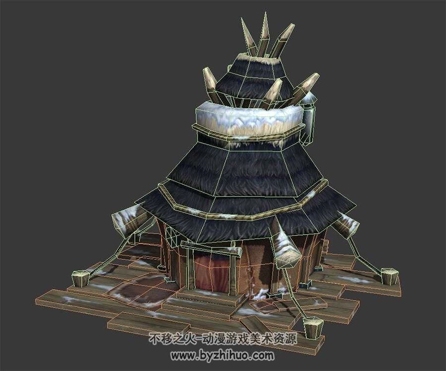 雪地帐篷营地 3D模型 古代场景建筑 四角面