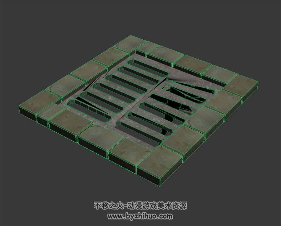 下水道井盖 3D模型 四角面max格式下载