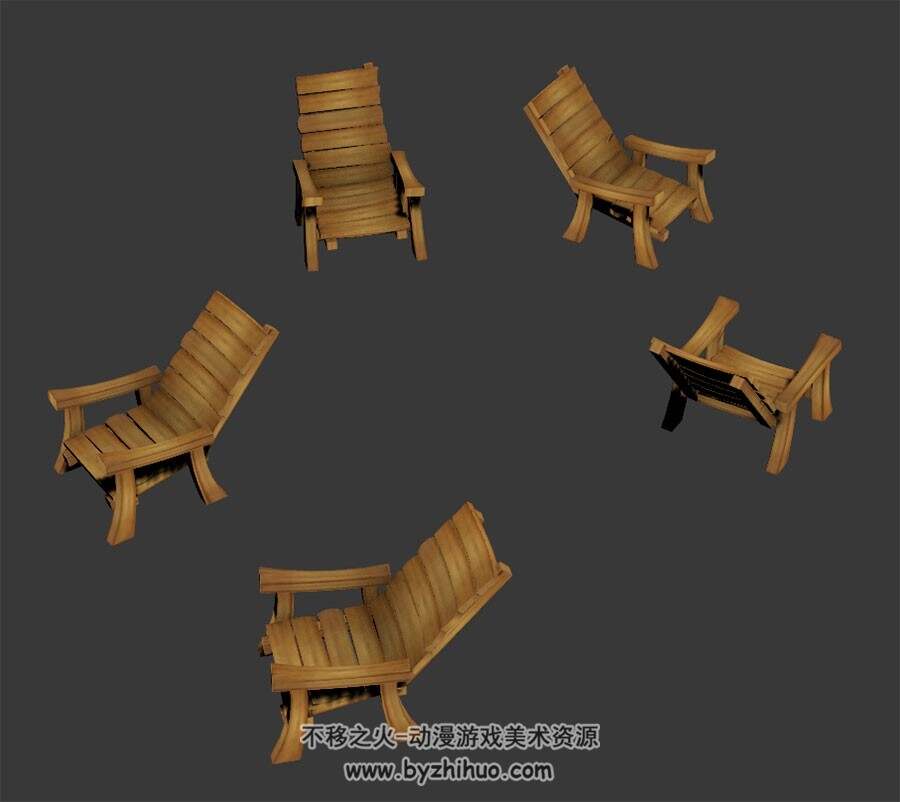 木躺椅 max模式下载 3D模型 四角面