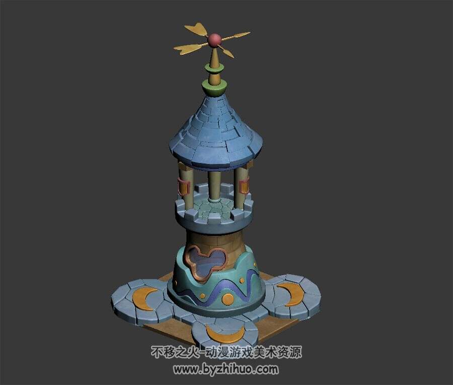 儿童城堡塔楼 max模式 3D模型下载 四角面