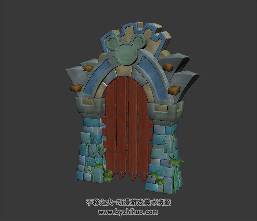 关闭的城门 四角面3D模型 max格式下载