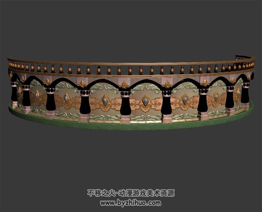 卡通城堡围墙 四角面3D模型下载 max格式