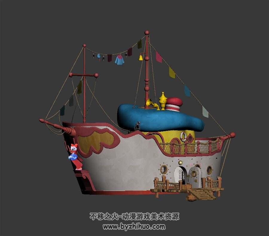 唐老鸭的船屋 max模式 3D模型下载 四角面