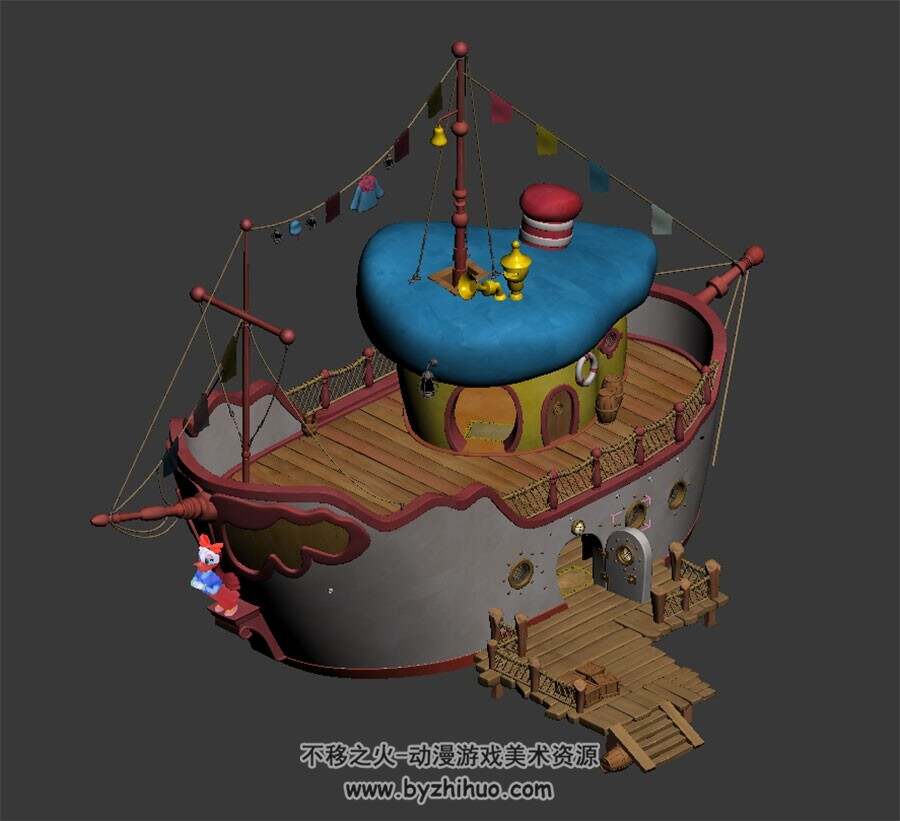 唐老鸭的船屋 max模式 3D模型下载 四角面
