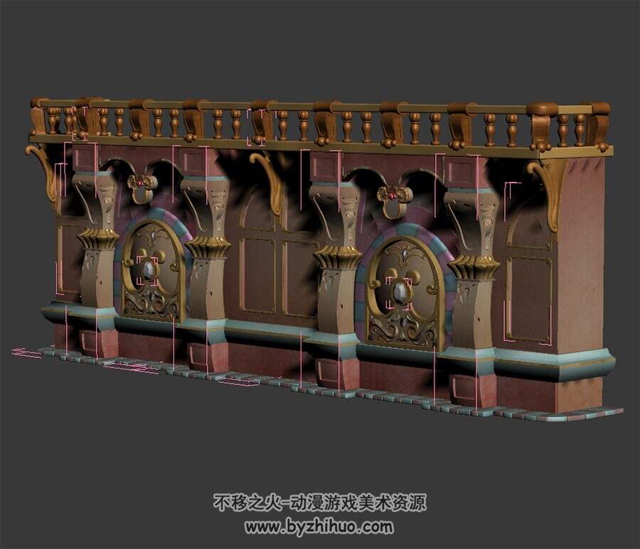 华丽的城墙 max模式下载 3D模型 四角面