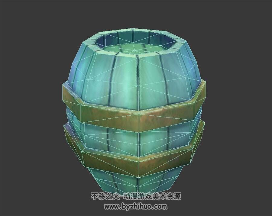 青色木桶 max模式下载 3D模型 四角面