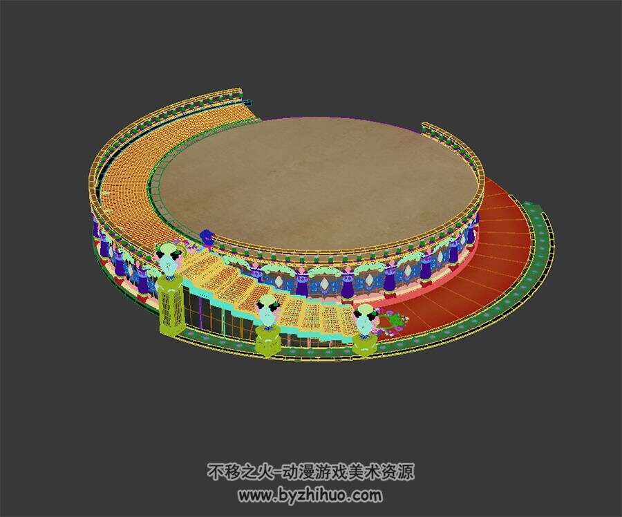 宫殿大厅 四角面3D模型 max格式下载