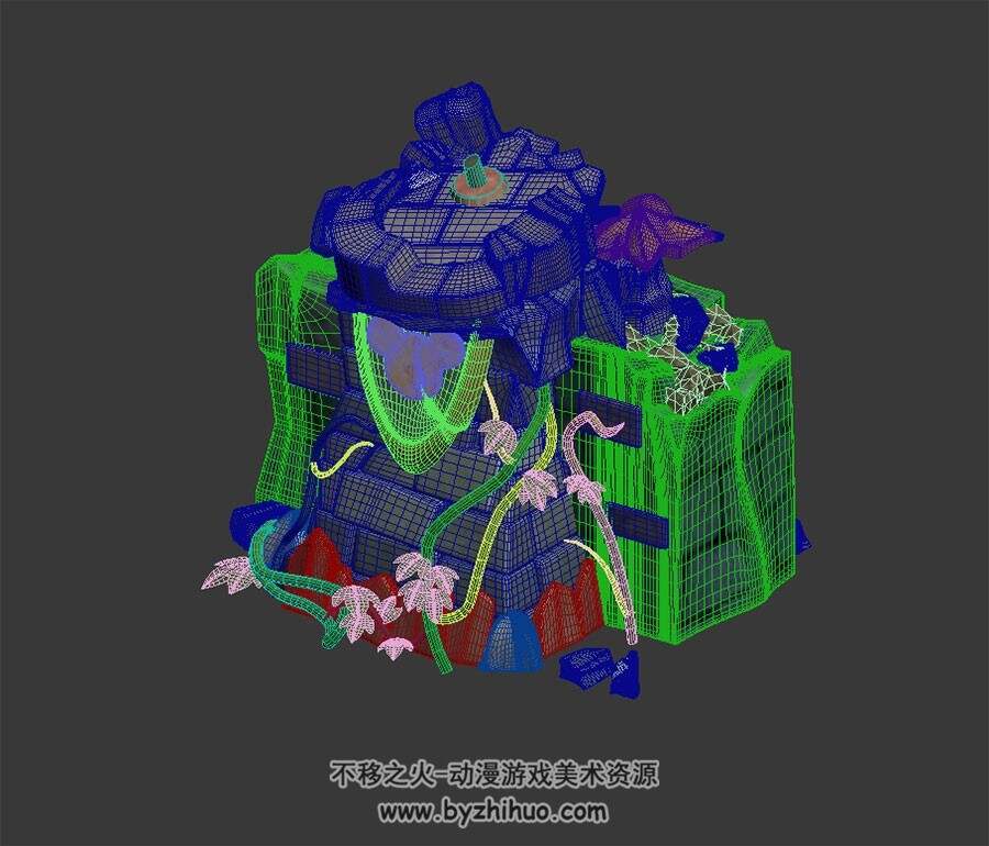 迪士尼城堡废墟 3D模型 四角面max格式下载