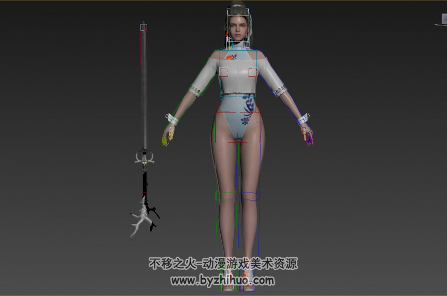 次时代/泳装美少女3D模型 有绑定