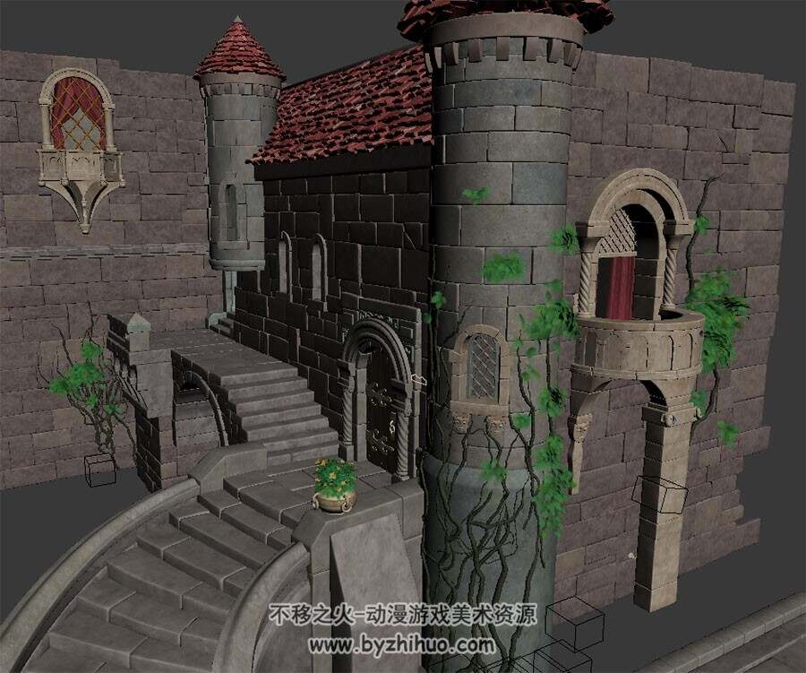 欧洲城堡一角 3D模型下载 max格式