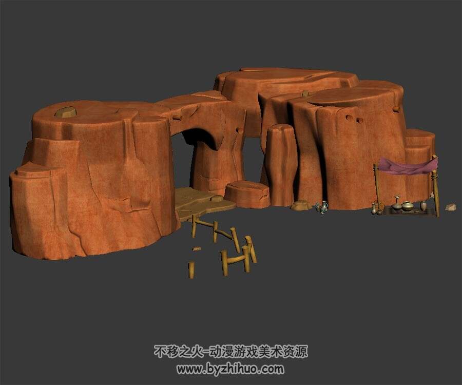 戈壁山壁 3D模型下载 四角面 max格式