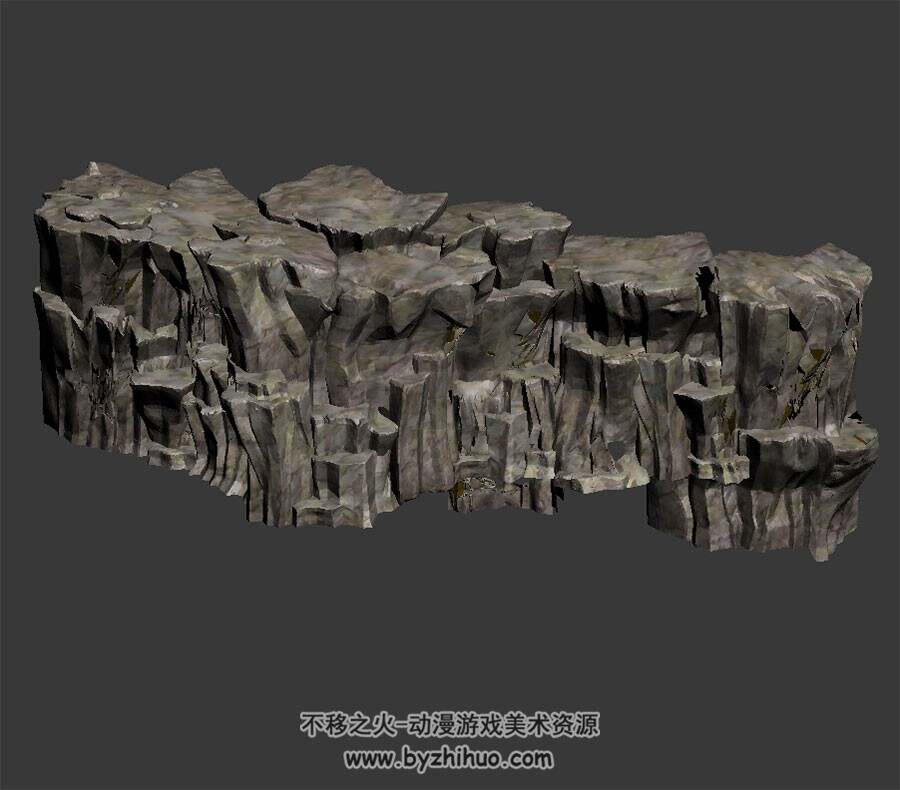 山壁悬崖 四角面3D模型 max格式下载