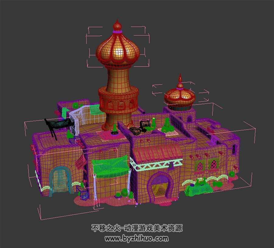阿拉丁城市建筑 max格式 3D模型下载 四角面