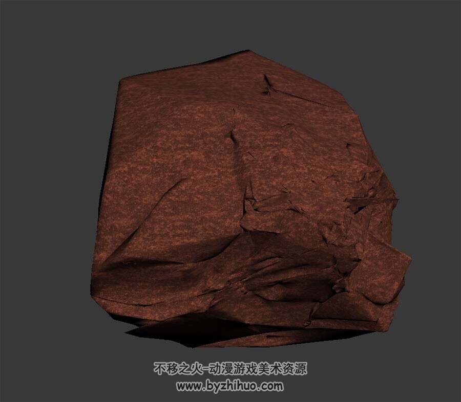 红色岩石块 四角面3D模型 max格式下载
