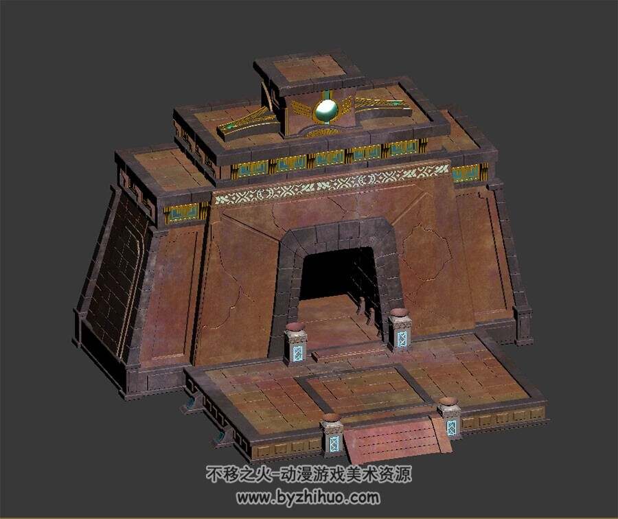 埃及风城门 max模式下载 3D模型 四角面