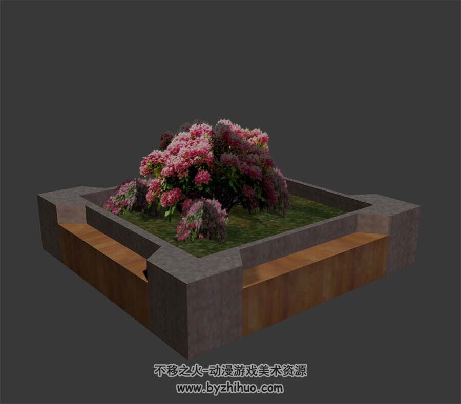 方形花坛 四角面3D模型 max格式下载
