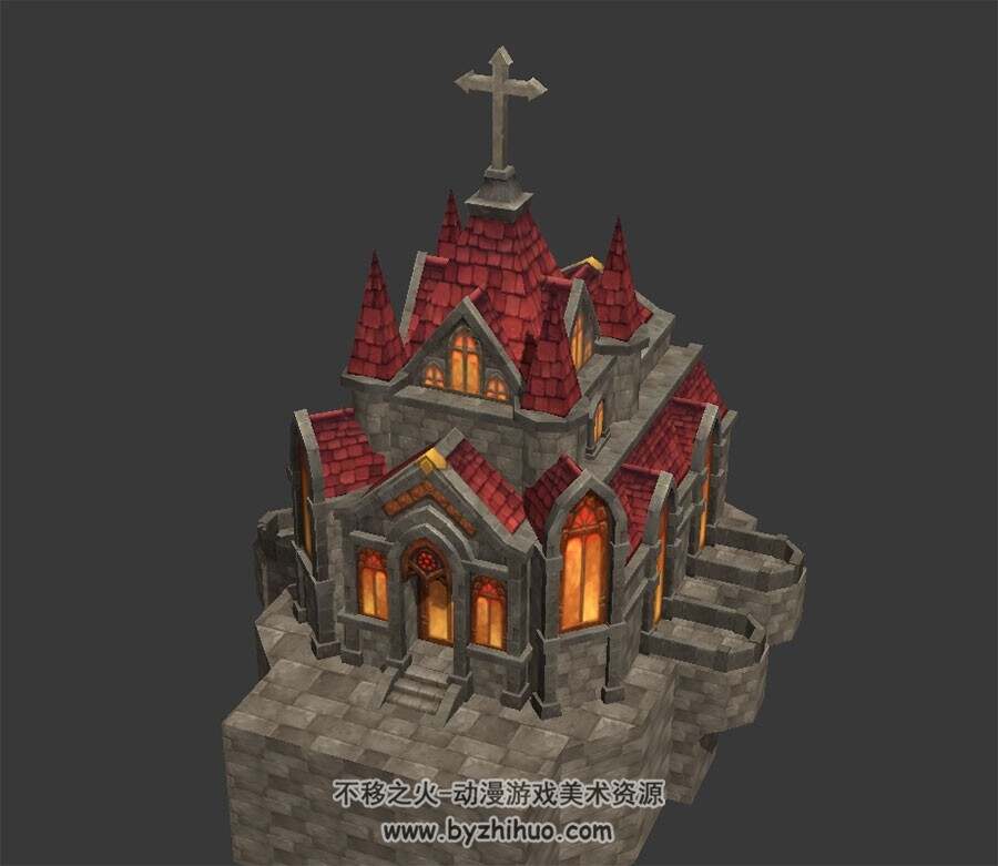 红瓦教堂 max模式下载 3D模型 四角面