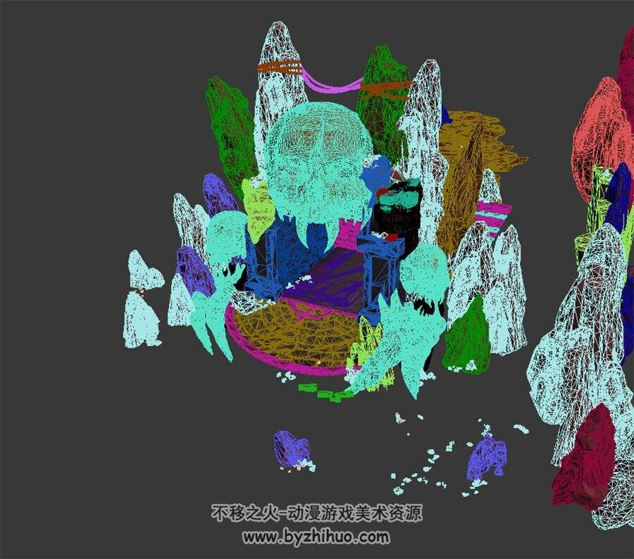 骷髅山洞门口 四角面3D模型 max格式下载