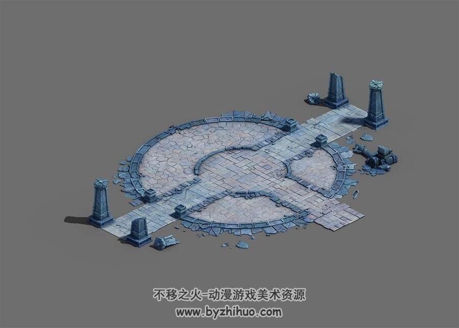广场废墟 3D模型 max格式下载