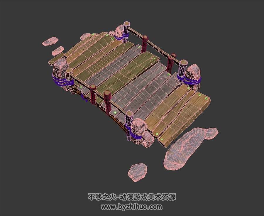 小河木桥 max格式 3D模型下载 四角面