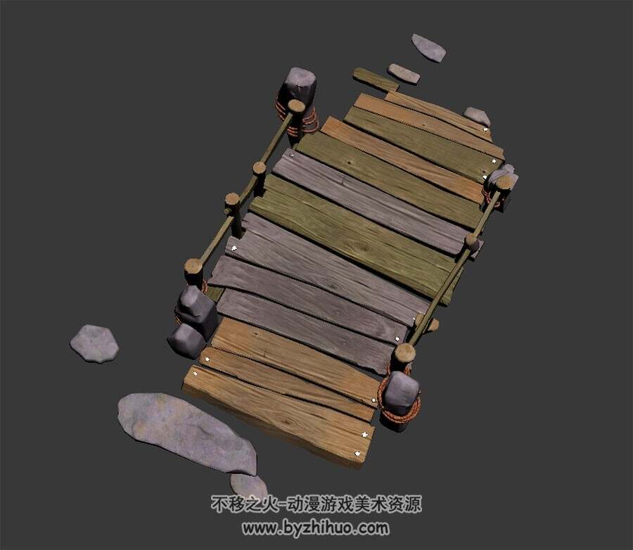 小河木桥 max格式 3D模型下载 四角面