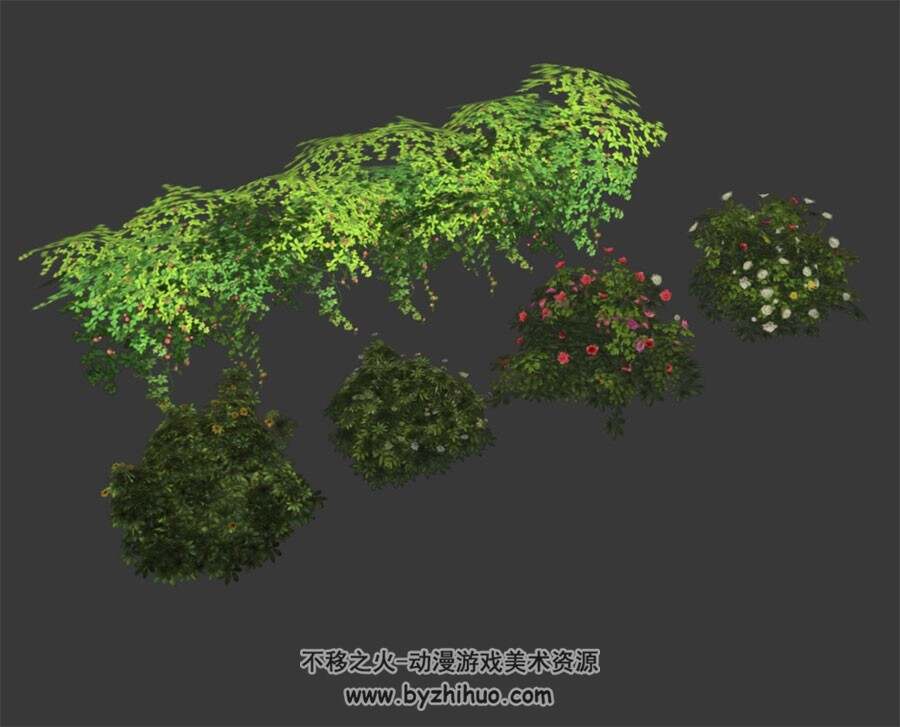 灌木丛 四角面3D模型 max格式下载