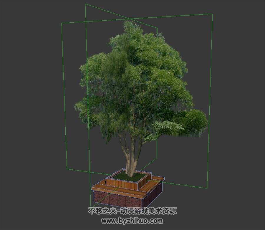 公园景观树 3D模型下载 四角面 max格式