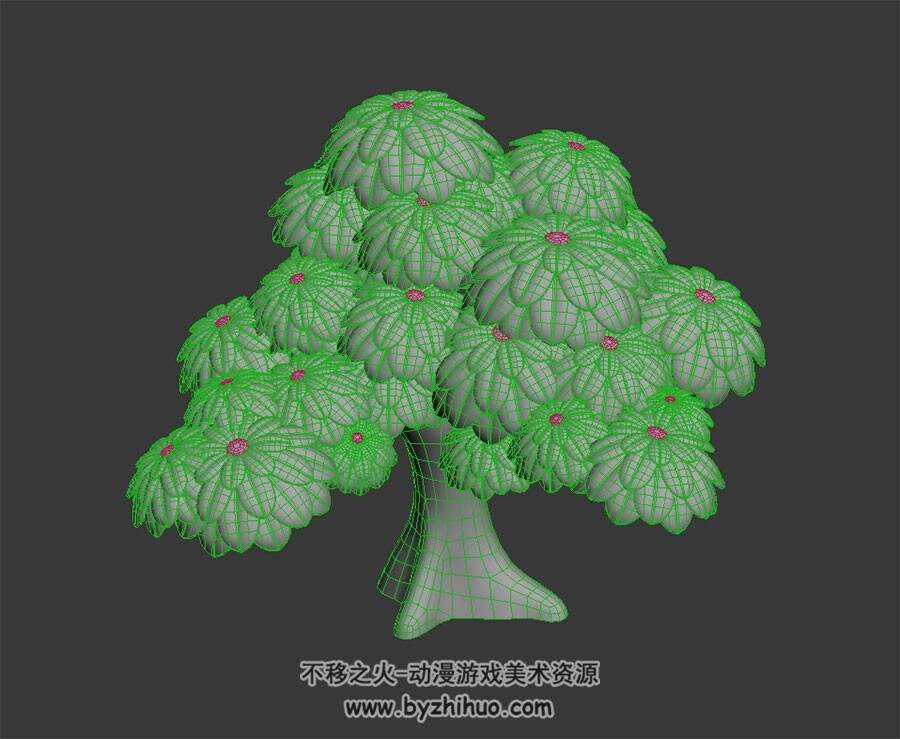 卡通大树 max格式 3D模型下载 四角面
