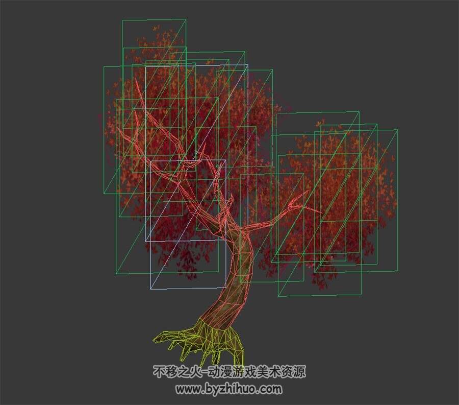 红色枫树 3D模型下载 四角面 max格式