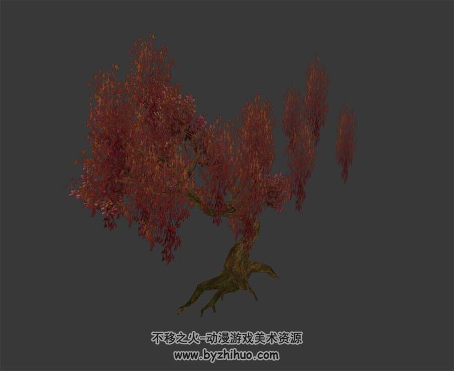 红色枫树 3D模型下载 四角面 max格式