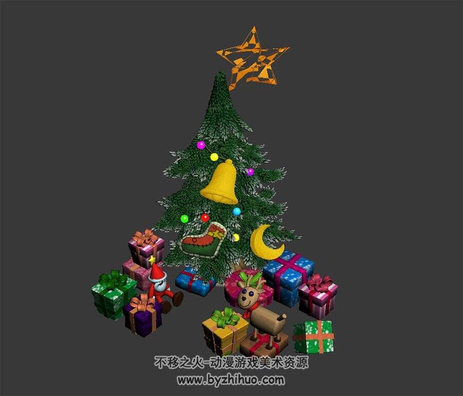 圣诞树 max模式下载 3D模型 四角面