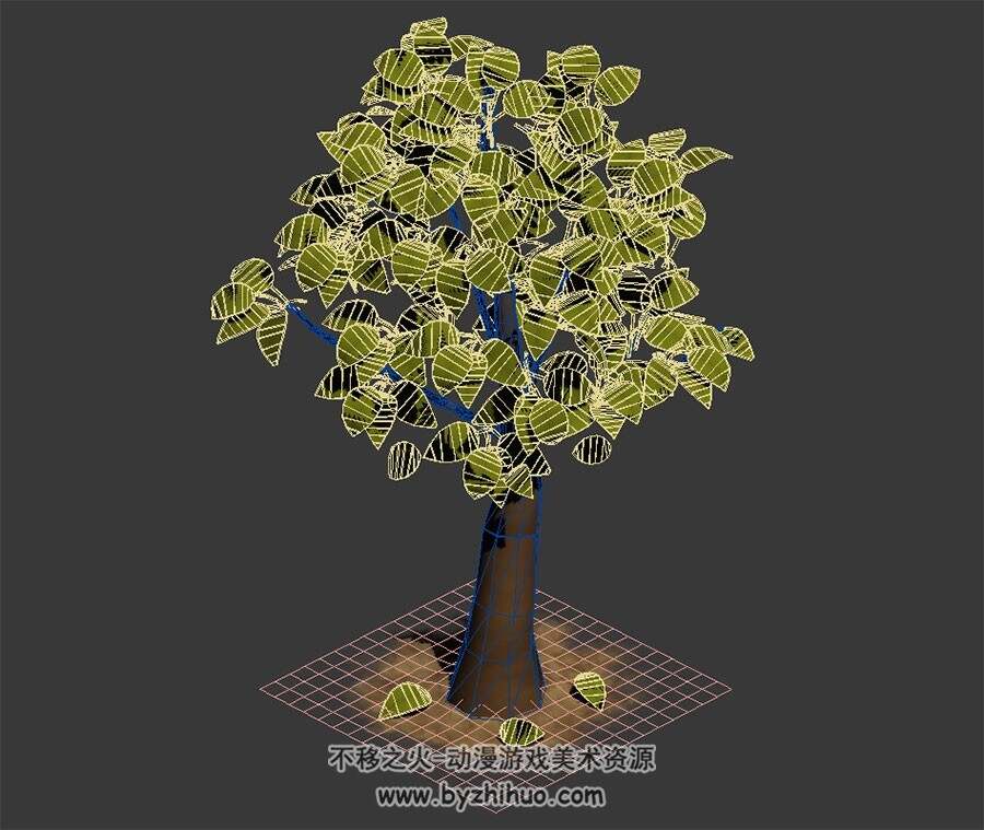 卡通小树 四角面3D模型 max格式下载