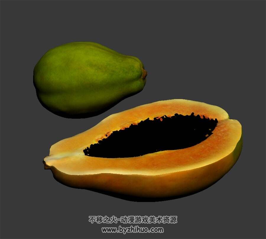 写实木瓜模型 四角面3D模型 max格式下载