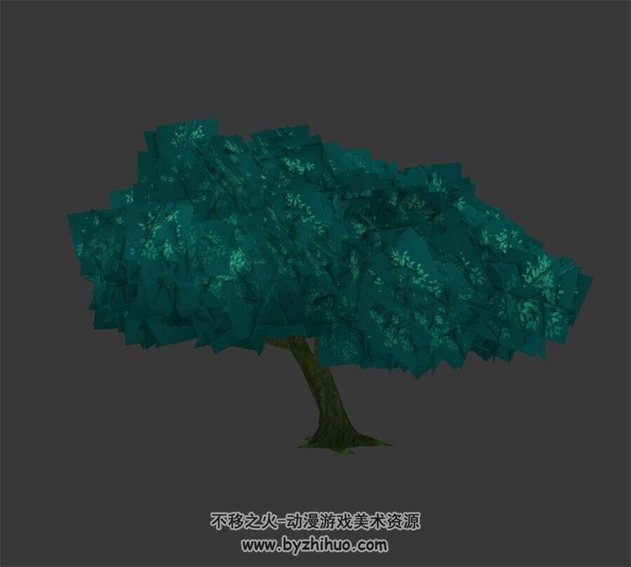 茂密的树 四角面3D模型 max格式下载