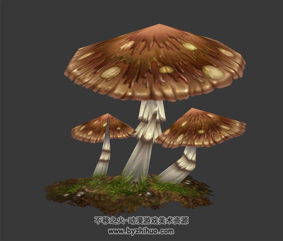 森林蘑菇 max模式下载 3D模型 四角面