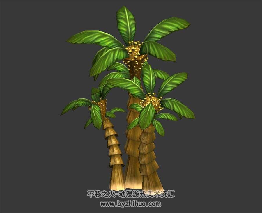 热带树 四角面3D模型下载 max格式
