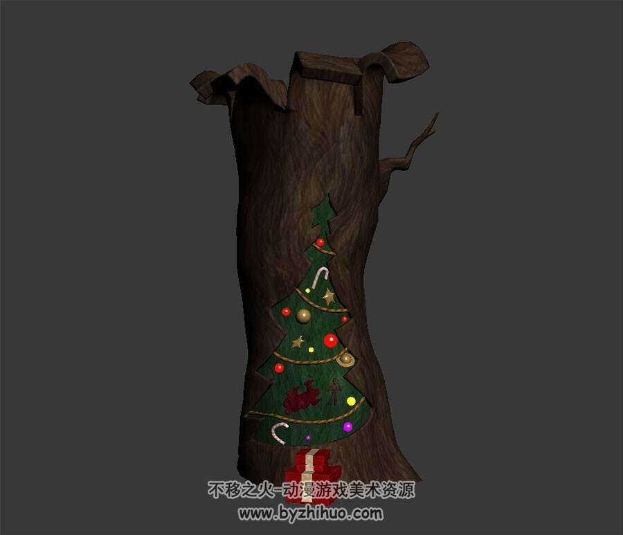 枯木圣诞树 四角面3D模型 max格式下载