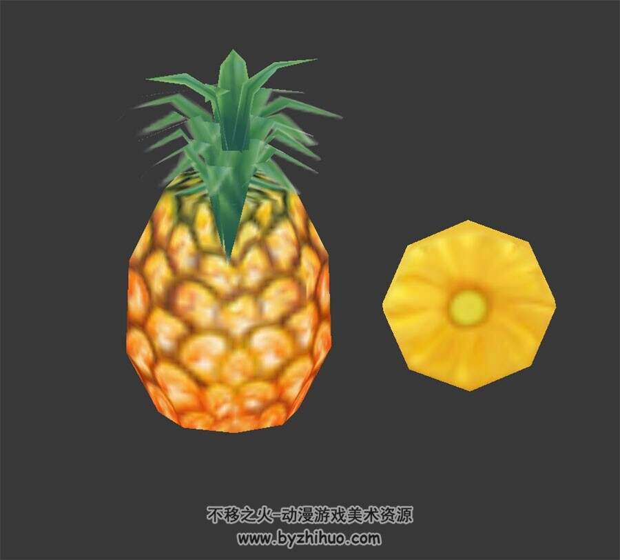菠萝凤梨 max格式 3D模型下载 四角面