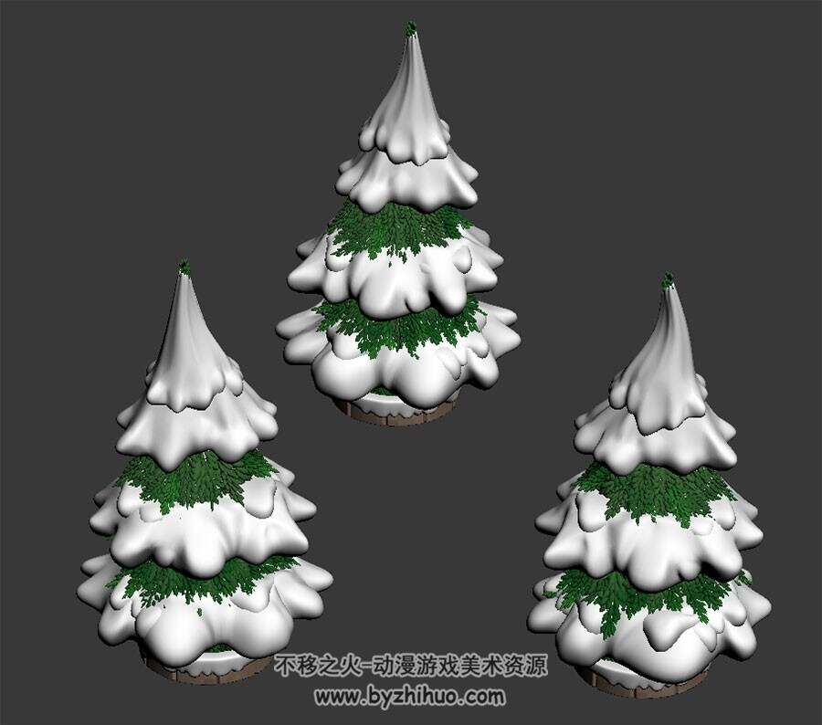 雪地松树 3D模型 四角面max格式下载