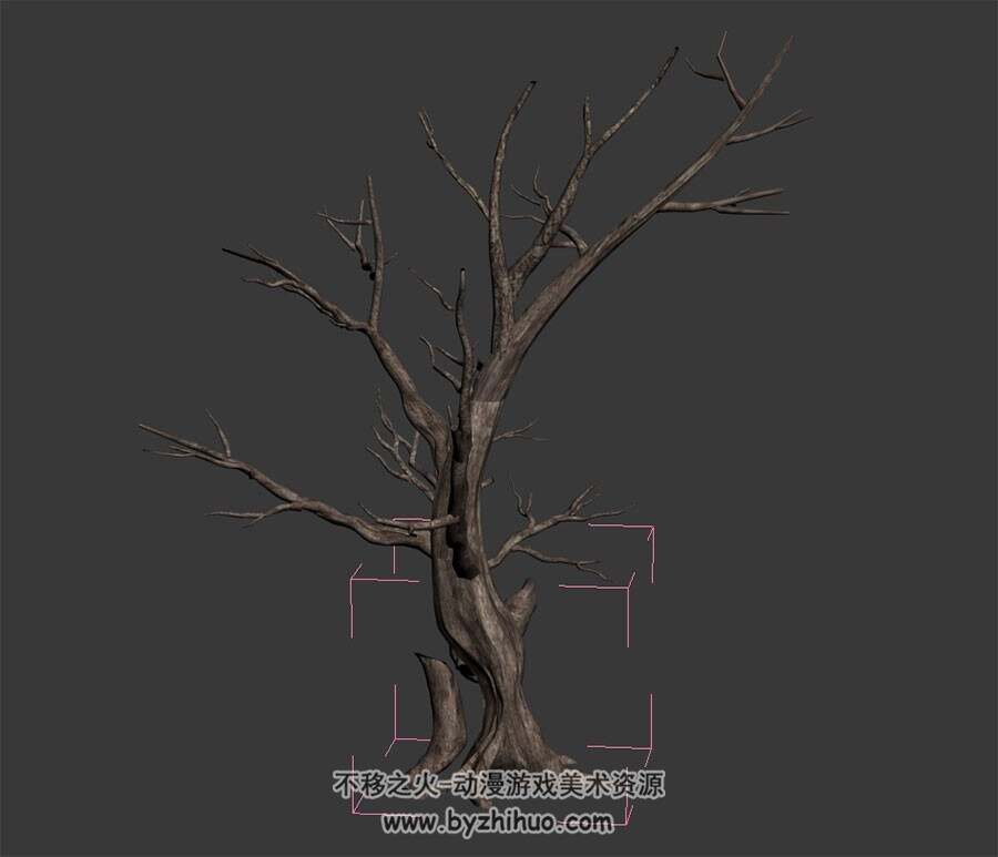 枯萎的树 四角面3D模型 max格式下载