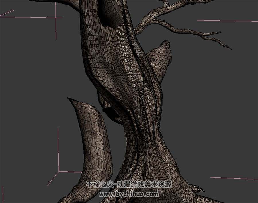 枯萎的树 四角面3D模型 max格式下载