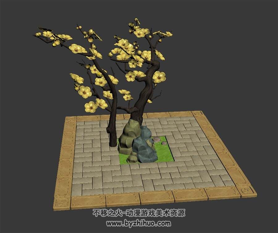 黄腊梅树 四角面3D模型下载 max格式