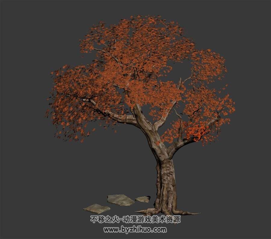 写实风枫树 四角面3D模型下载 max格式