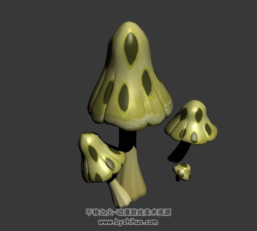野生蘑菇 四角面3D模型下载 max格式
