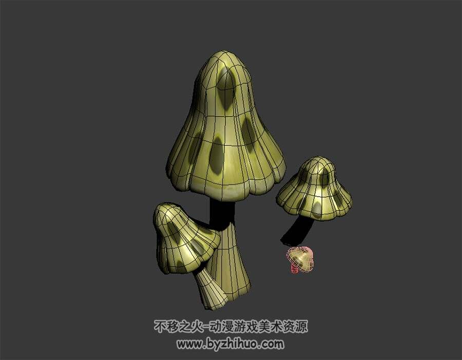 野生蘑菇 四角面3D模型下载 max格式