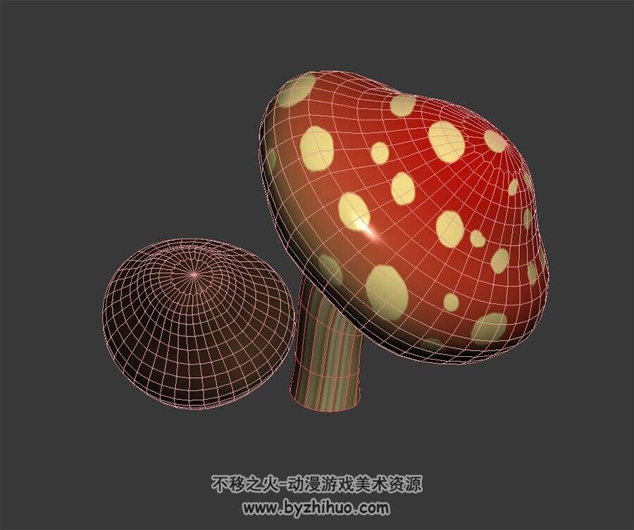 卡通毒蘑菇 3D模型下载 四角面 max格式